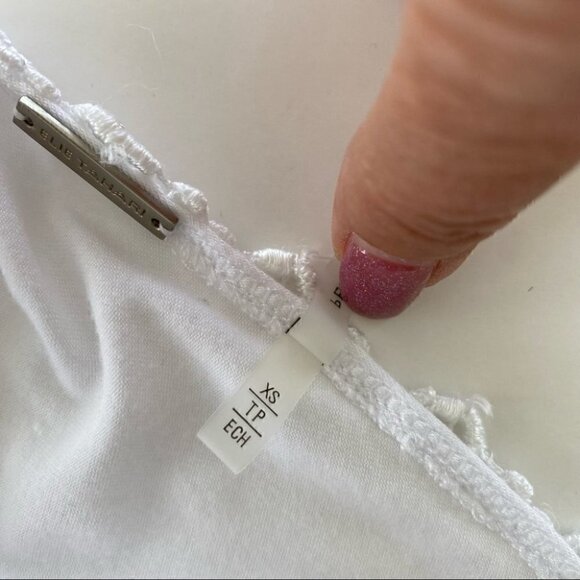 Elie Tahari jersey knit top with floral appliqués, tie at the back - Picture 10 of 11